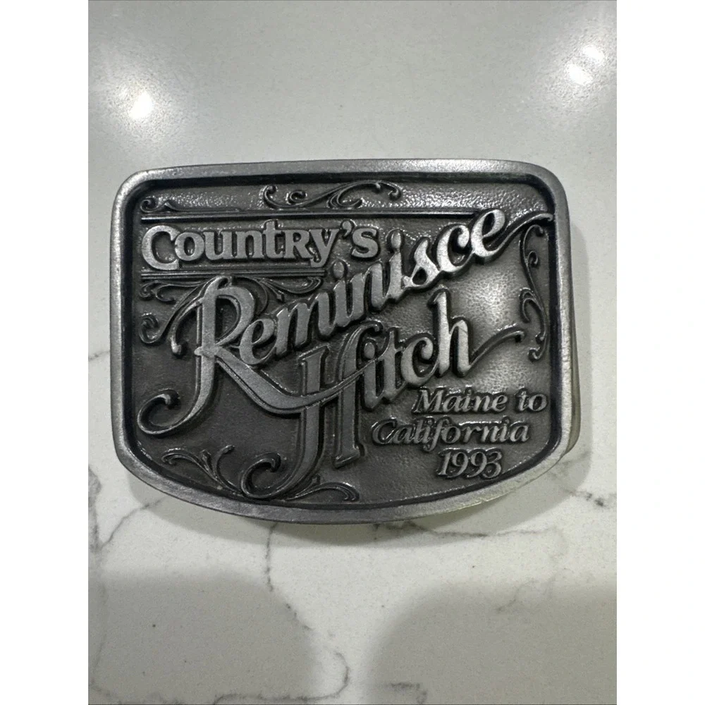 Silver Tone Vintage 1993 Country's‎ Reminisce Hitch Maine California Belt Buckle